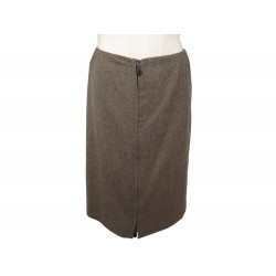 JUPE HERMES DROITE TAILLE 40 M EN LAINE CACHEMIRE MARRON BROWN WOOL SKIRT 1300€