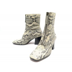 NEUF CHAUSSURES CHLOE PYTHON BOTTINES 011855 37.5 CUIR PYTHON BEIGE BOOTS 850€