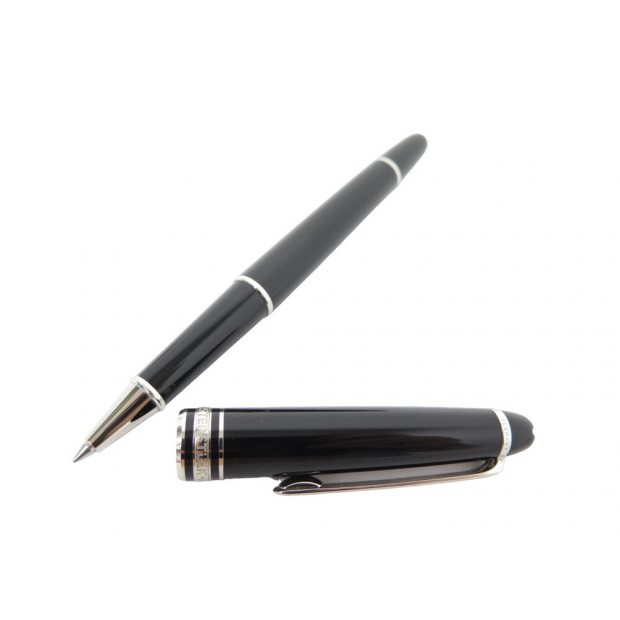 STYLO BILLE MEISTERSTUCK CLASSIQUE PLATINE MB2865 RESINE NOIRE ROLLERBALL 470€