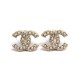 NEUF BOUCLES OREILLES CHANEL LOGO CC & PERLES A64766 NEW GOLDEN EARRINGS 380€