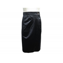 NEUF JUPE CHANEL CRAYON AVEC BRODERIE FLEURS P05792W02267 M 40 SOIE NOIR SKIRT
