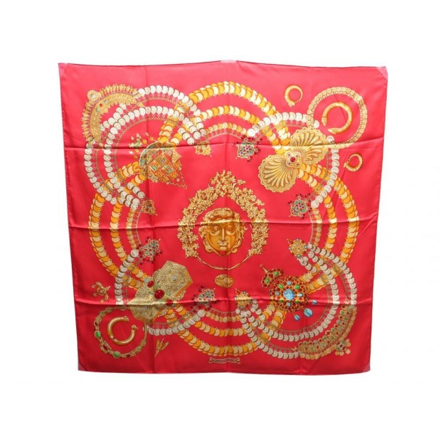NEUF FOULARD HERMES KOSMIMA JULIA ABADIE CARRE EN SOIE ROUGE SILK SCARF 350€