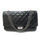 SAC A MAIN CHANEL GRAND 2.55 MADEMOISELLE CUIR VIEILLI NOIR HAND BAG PURSE 9700€