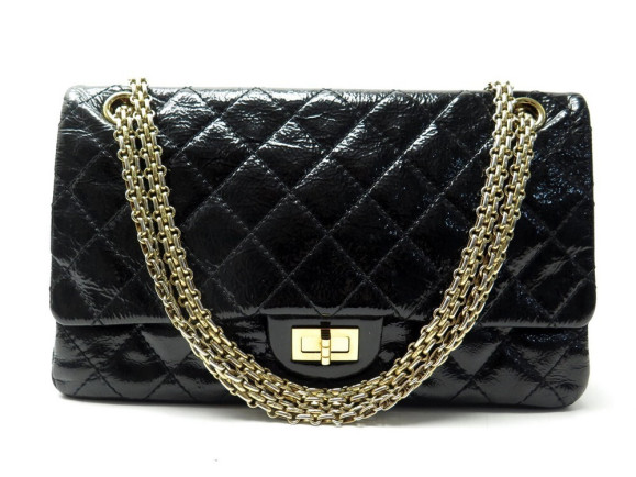 sac a main chanel grand 2.55 jumbo en cuir vernis