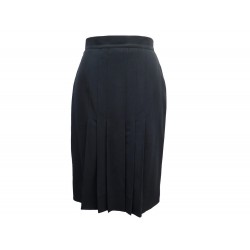 NEUF JUPE CHANEL BOUTIQUE PLISSEE P04117 EN LAINE NOIRE M 38 FOLDED SKIRT 3100€