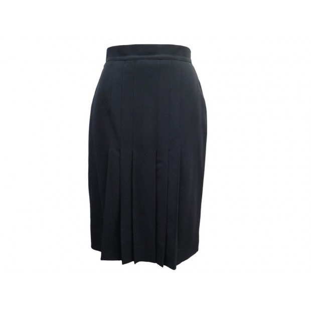 NEUF JUPE CHANEL BOUTIQUE PLISSEE P04117 EN LAINE NOIRE M 38 FOLDED SKIRT 3100€