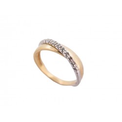 BAGUE MATY 2 ORS ANNEAUX CROISES 55 EN OR JAUNE ET BLANC 18K DIAMANTS RING 740€