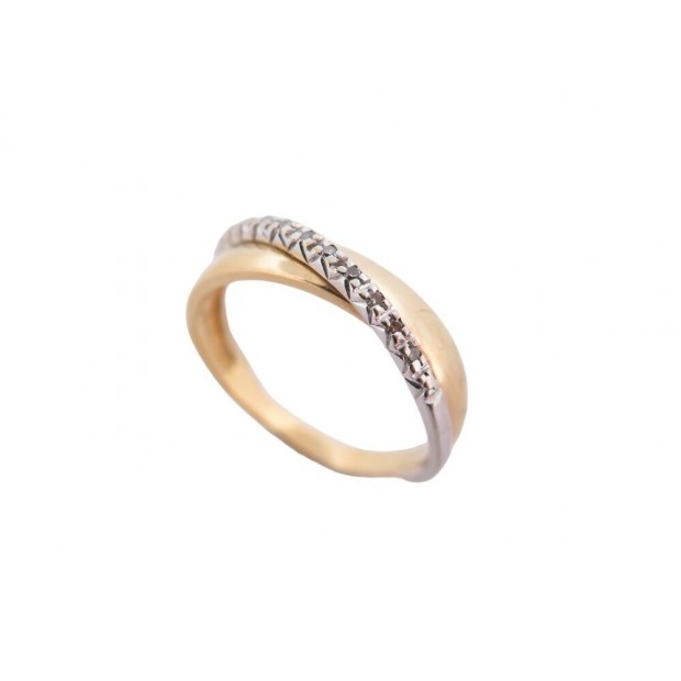 BAGUE MATY 2 ORS ANNEAUX CROISES 55 EN OR JAUNE ET BLANC 18K DIAMANTS RING 740€