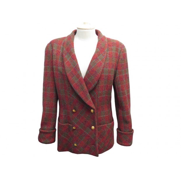 NEUF VESTE CHANEL 21841 L 42 EN TWEED MOTIF TARTAN MULTICORE NEW JACKET 7000€