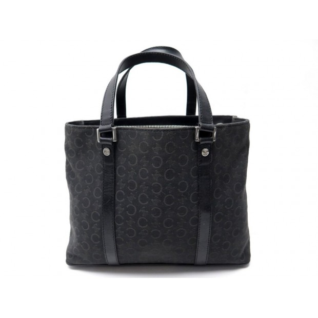 SAC A MAIN CELINE MINI CABAS C MACADAM EN TOILE ET CUIR NOIR CANVAS HANDBAG 845€