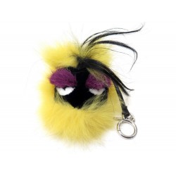 NEUF BIJOU DE SAC POMPON FENDI BAG BUGS YELLY 7AR420 EN FOURRURE JAUNE NEW 850€