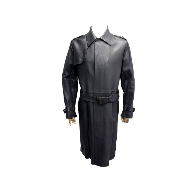 MANTEAU LONG HERMES TRENCH EN CUIR DE CERF ANTHRACITE T 54 L BLOUSON COAT 7900€