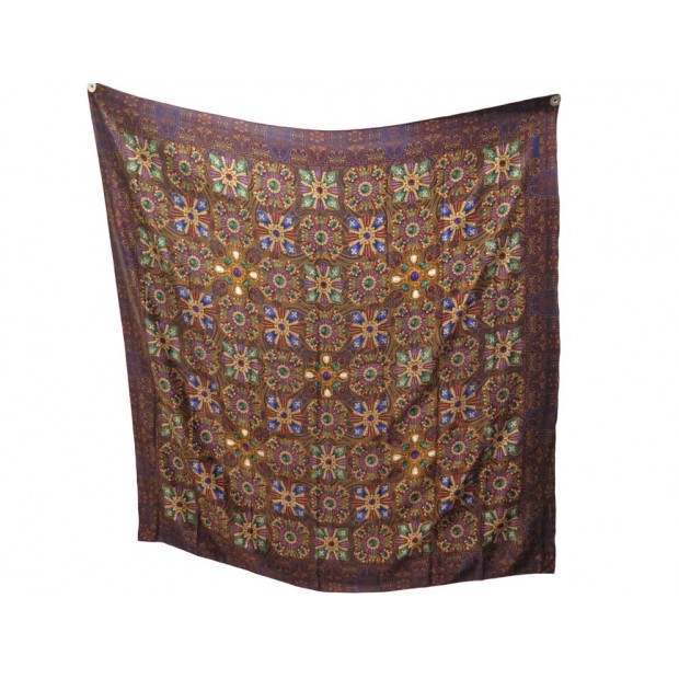 NEUF FOULARD CHALE 140 CHANEL CHAINE BIJOUX BROCHE CROIX GRIPOIX SOIE SHAWL 535€