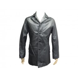 MANTEAU SCHOTT MI-LONG VESTE EN CUIR NOIR 50 M BLACK LEATHER JACKET COAT 475€