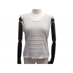 HAUT CHANEL SANS MANCHES GRIS T40 M TOP LAINE GREY WOOL SLEEVELESS SHIRT 1700€