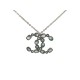 NEUF COLLIER CHANEL PENDENTIF LOGO CC & PIERRES BLEUES 35-40 CM STONE NECKLACE