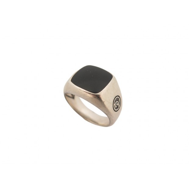 BAGUE DAVID YURMAN EXOTIC STONE SIGNET T61 ARGENT MASSIF & ONYX SILVER RING 495€