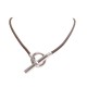 COLLIER HERMES SKIPPER 55 CM OU BRACELET 3 TOURS EN CUIR MARRON NECKLACE 360€