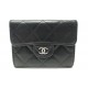 PORTEFEUILLE CHANEL PORTE MONNAIE EN CUIR MATELASSE NOIR FERMOIR CC WALLET 730€