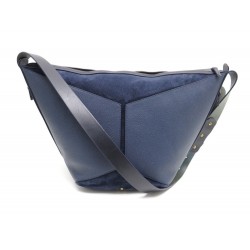 SAC A MAIN JEROME DREYFUSS ABEL CABAS EN CUIR & DAIM BLEU HAND BAG PURSE 1015€