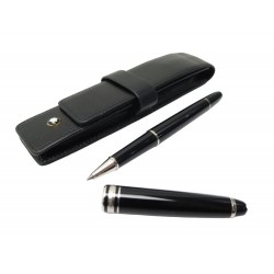 STYLO BILLE MONTBLANC CLASSIQUE PIX PLATINE MB2865 NOIR + ETUI ROLLERBALL 640€