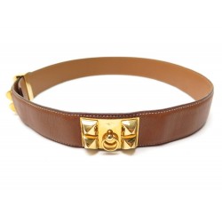 VINTAGE CEINTURE HERMES MEDOR COLLIER DE CHIEN T78 EN CUIR EPSOM GOLD BELT 1780€