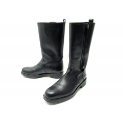 CHAUSSURES HERMES BOTTES LODGE 40.5 IT 41.5 FR EN CUIR NOIR LEATHER BOOTS 1495€