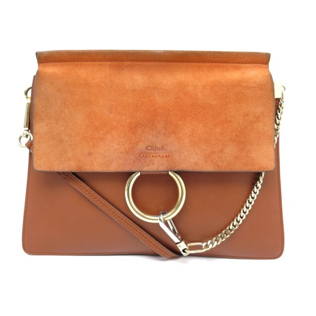 SAC A MAIN CHLOE FAYE MM CUIR & DAIM MARRON A BANDOULIERE LEATHER HAND BAG 1790€