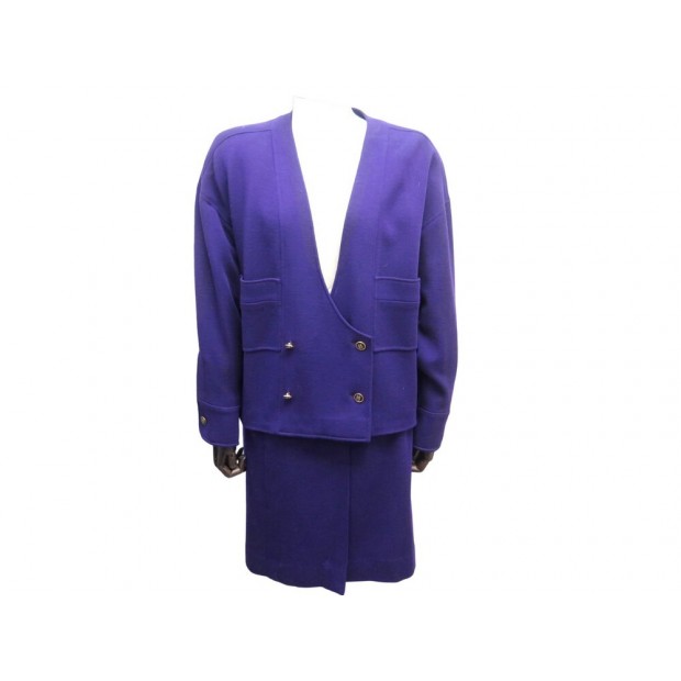 TAILLEUR CHANEL ENSEMBLE 40 L VESTE ET JUPE VIOLET PURPLE JACKET AND SKIRT 6500€