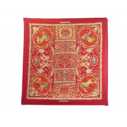 VINTAGE FOULARD HERMES PRESENTATION C. VAUZELLE CARRE 90 ROUGE SOIE SCARF 460€
