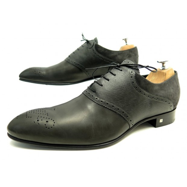 CHAUSSURES LOUIS VUITTON GOLDEN GATE 9.5 43.5 RICHELIEU CUIR GRIS ARDOISE 850€