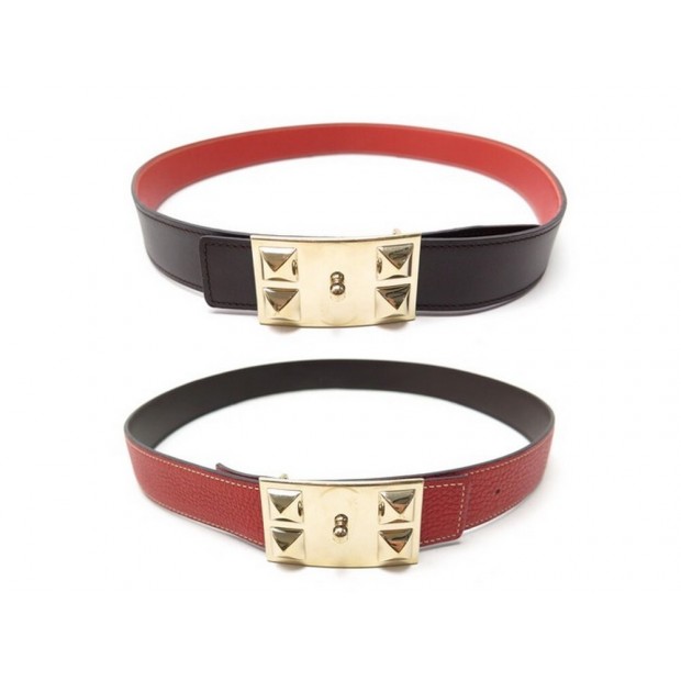 CEINTURE HERMES LIEN REVERSIBLE T80 BOUCLE COLLIER DE CHIEN LEATHER BELT 735€