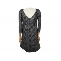 NEUF ROBE LOUIS VUITTON NOIRS A MOTIFS FLEURS MONOGRAM L 42 PATERNED DRESS 3000€