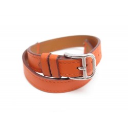 NEUF BRACELET HERMES POUR MONTRE CAPE COD PM DOUBLE TOUR EN CUIR ORANGE 400€