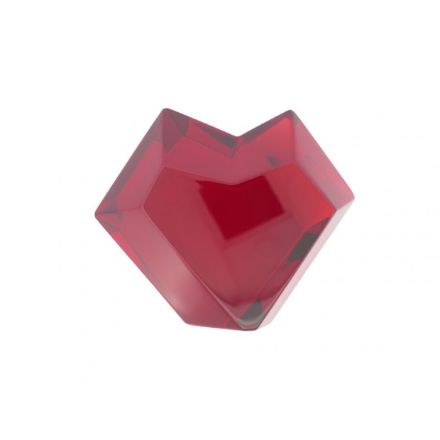 NEUF PRESSE PAPIER BACCARAT EN FORME DE COEUR CRISTAL ROUGE + BOITE PAPERWEIGHT