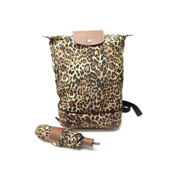 NEUF SAC A DOS MAIN PLIAGE LONGCHAMP X D'HEYGERE LEOPARD PARAPLUIE HANDBAG 380€