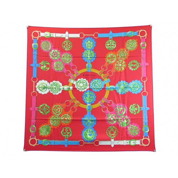 FOULARD HERMES CUIVRERIES DE LA PERRIERE CARRE 90 SOIE SCARF CARTES A NOUER 460€