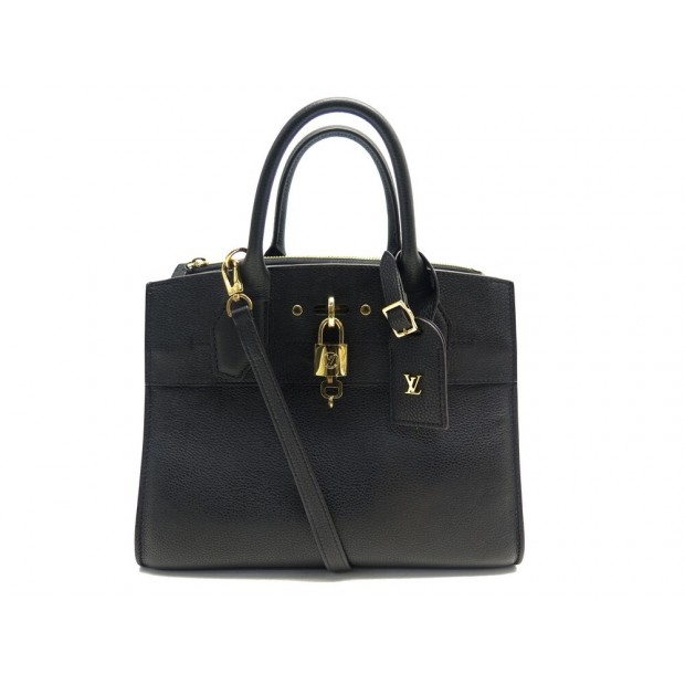 SAC A MAIN LOUIS VUITTON CITY STEAMER PM M53028 CUIR NOIR BANDOULIERE BAG 3000€