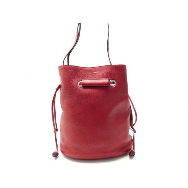 SAC A MAIN LANCEL LE HUIT GM A07110 SEAU CUIR GRAINE ROUGE BUCKET HAND BAG 745€