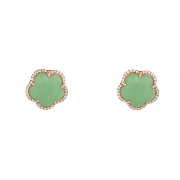 NEUF BOUCLES D'OREILLES PASQUALE BRUNI BON TON OR ROSE CHRYSOPRASE DIAMANT 4400€