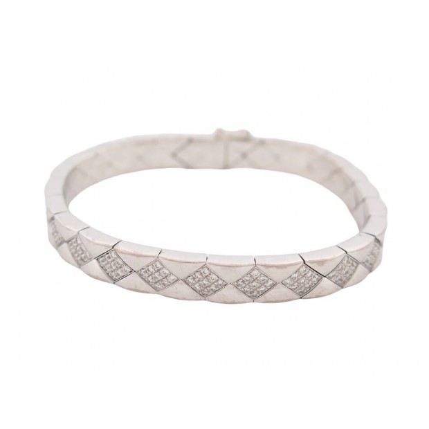 BRACELET CHANEL MATELASSE EN OR BLANC 18K 216 DIAMANTS 1.25CT GOLD BANGLE 30000€