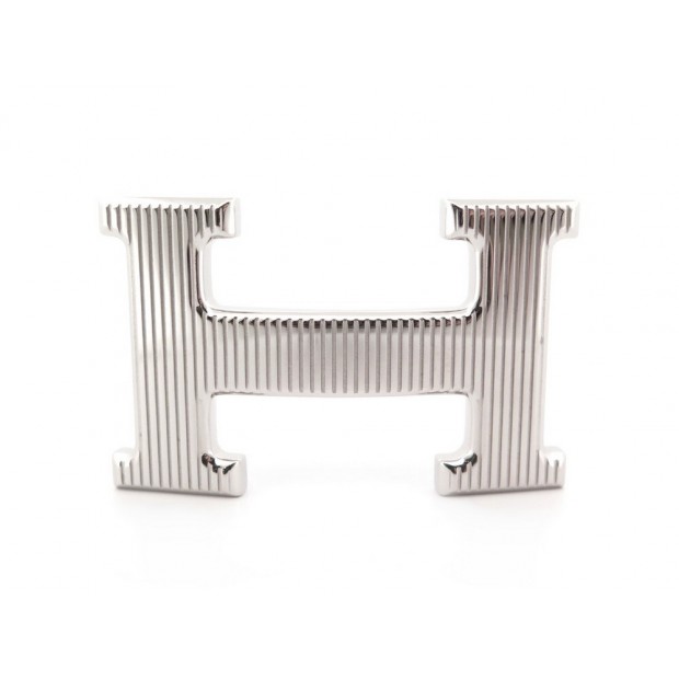 NEUF BOUCLE DE CEINTURE HERMES H STRIEE EN ACIER PALLADIE SAC RIBBED BUCKLE BELT