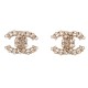 NEUF BOUCLES D'OREILLES CHANEL LOGO CC & STRASS 2019 EN METAL DORE GOLD EARRINGS