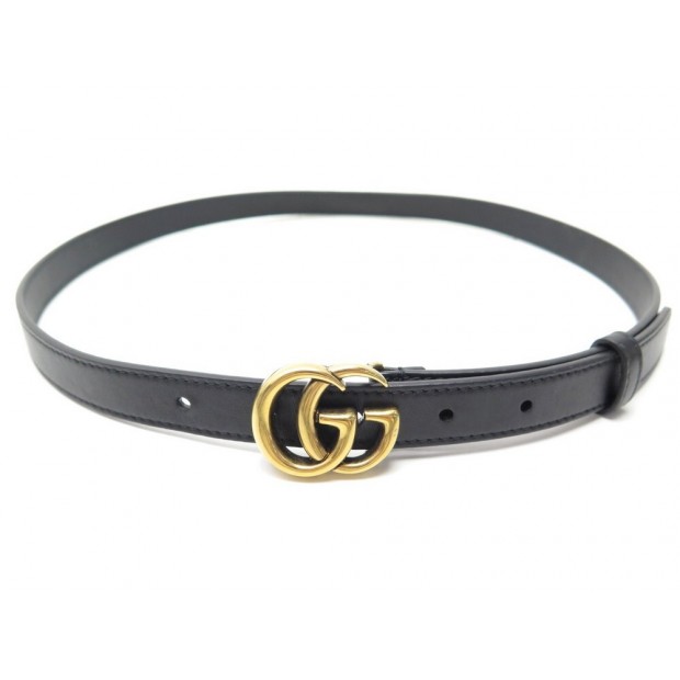 CEINTURE GUCCI 409417 BOUCLE MARMONT GG T85 EN CUIR NOIR BLACK LEATHER BELT 350€