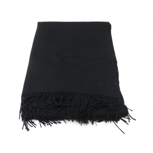 PLAID HERMES COUVRE LIT EN CACHEMIRE ET LAINE NOIR CASHMERE & WOOL BLANKET 1460€