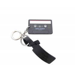 NEUF PORTE CLES SAINT LAURENT CASSETTE K7 669065 NOIR CHARM TAPE KEY RING 245€