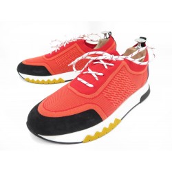 NEUF CHAUSSURES HERMES ADDICT H201464 42.5 BASKETS SNEAKERS TOILE & CUIR 675€