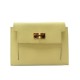 NEUF PORTEFEUILLE HERMES KELLY POCKET COMPACT MONNAIE EN CUIR EPSOM JAUNE WALLET