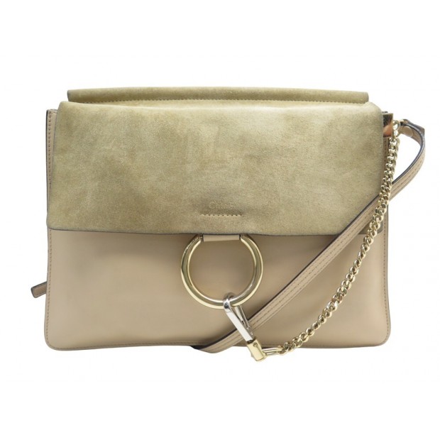 SAC A MAIN CHLOE MEDIUM FAYE MM BANDOULIERE CUIR & DAIM BEIGE HAND BAG 1615€