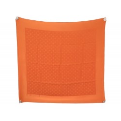 FOULARD VUITTON CARRE 90 CM EN SOIE MONOGRAM ORANGE + BOITE SILK SCARF 440€